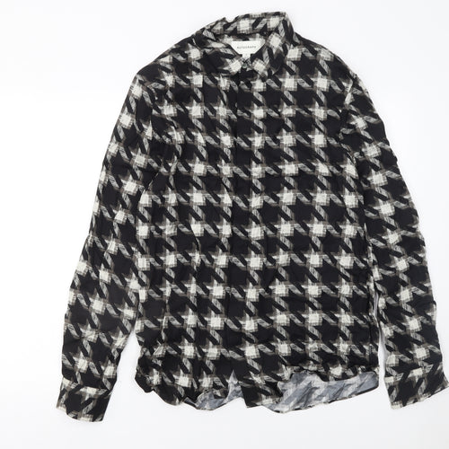 Marks and Spencer Autograph Men's Black Check Long Sleeve Button-Up Shirt M
