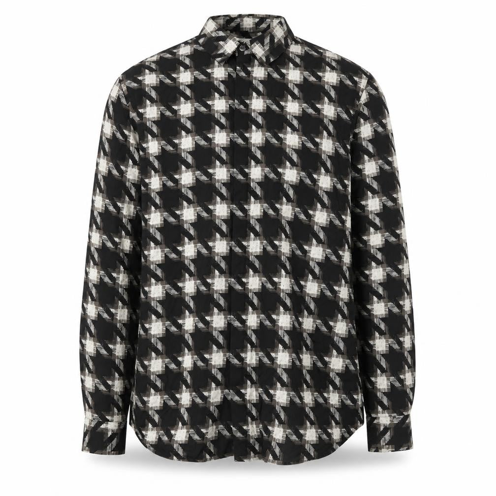 Front view of Marks & Spencer Autograph Men's Black Check Long Sleeve Button-Up Shirt M