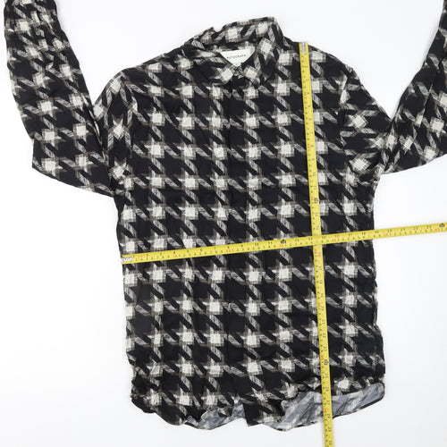 Marks and Spencer Autograph Men's Black Check Long Sleeve Button-Up Shirt M