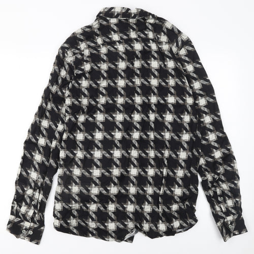 Marks and Spencer Autograph Men's Black Check Long Sleeve Button-Up Shirt M