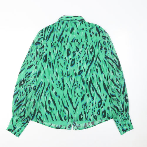 Michelle Keegan Women’s Green Animal Print Long Sleeve Blouse Size 8
