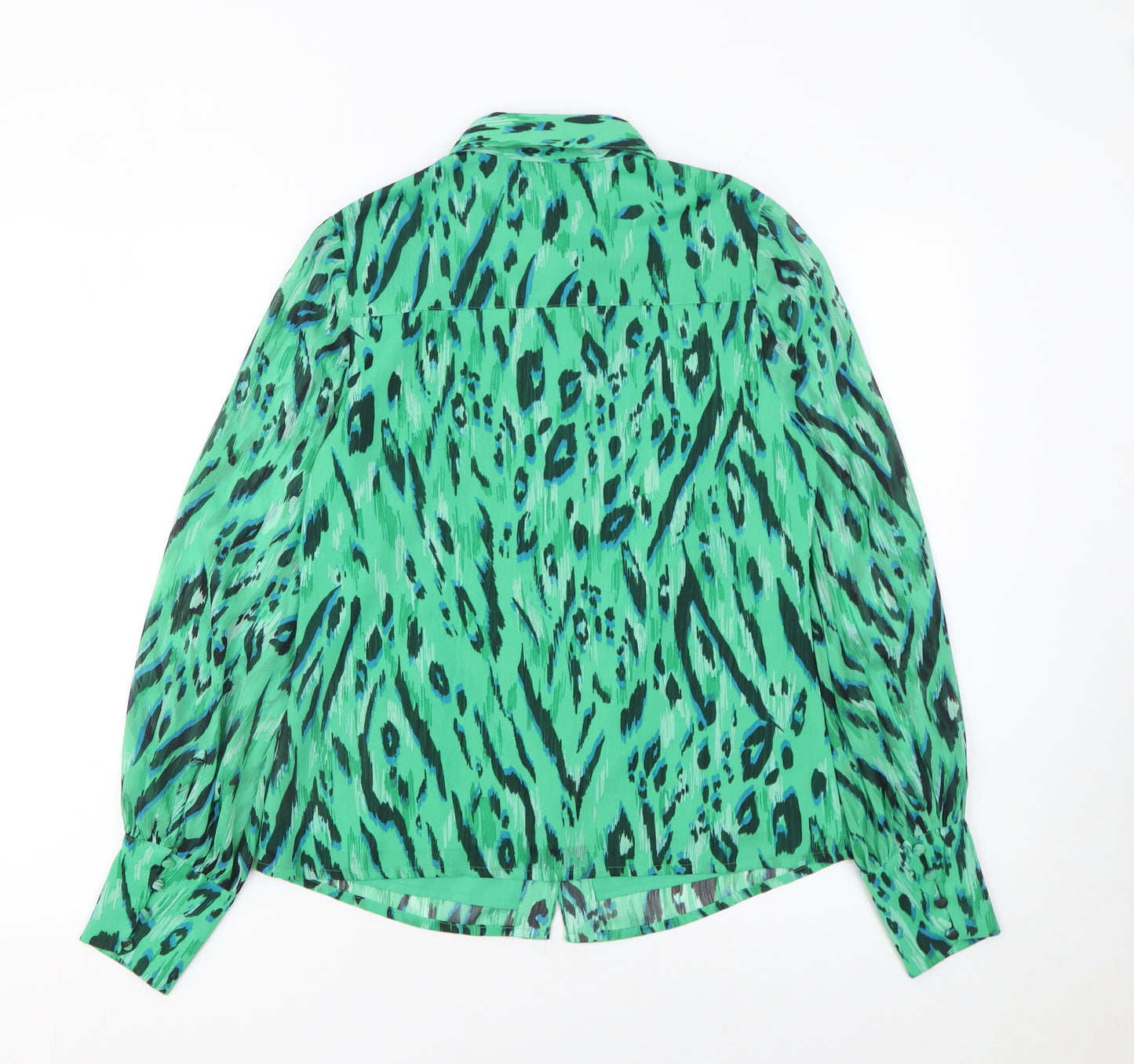 Michelle Keegan Women’s Green Animal Print Long Sleeve Blouse Size 8