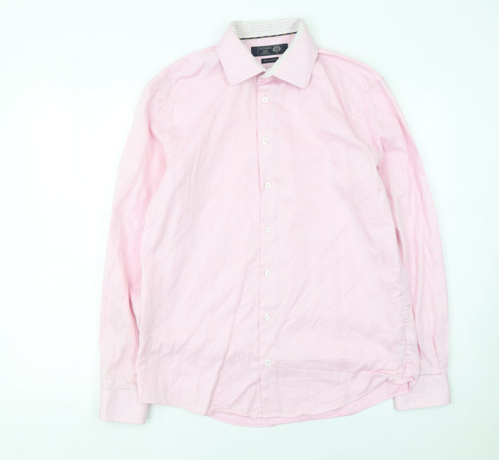 Paul Costelloe Living Men's Pink Medium Cotton Long Sleeve Dress Shirt