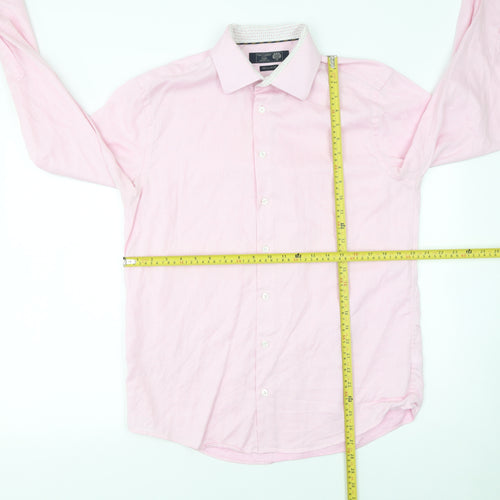 Paul Costelloe Living Men's Pink Medium Cotton Long Sleeve Dress Shirt