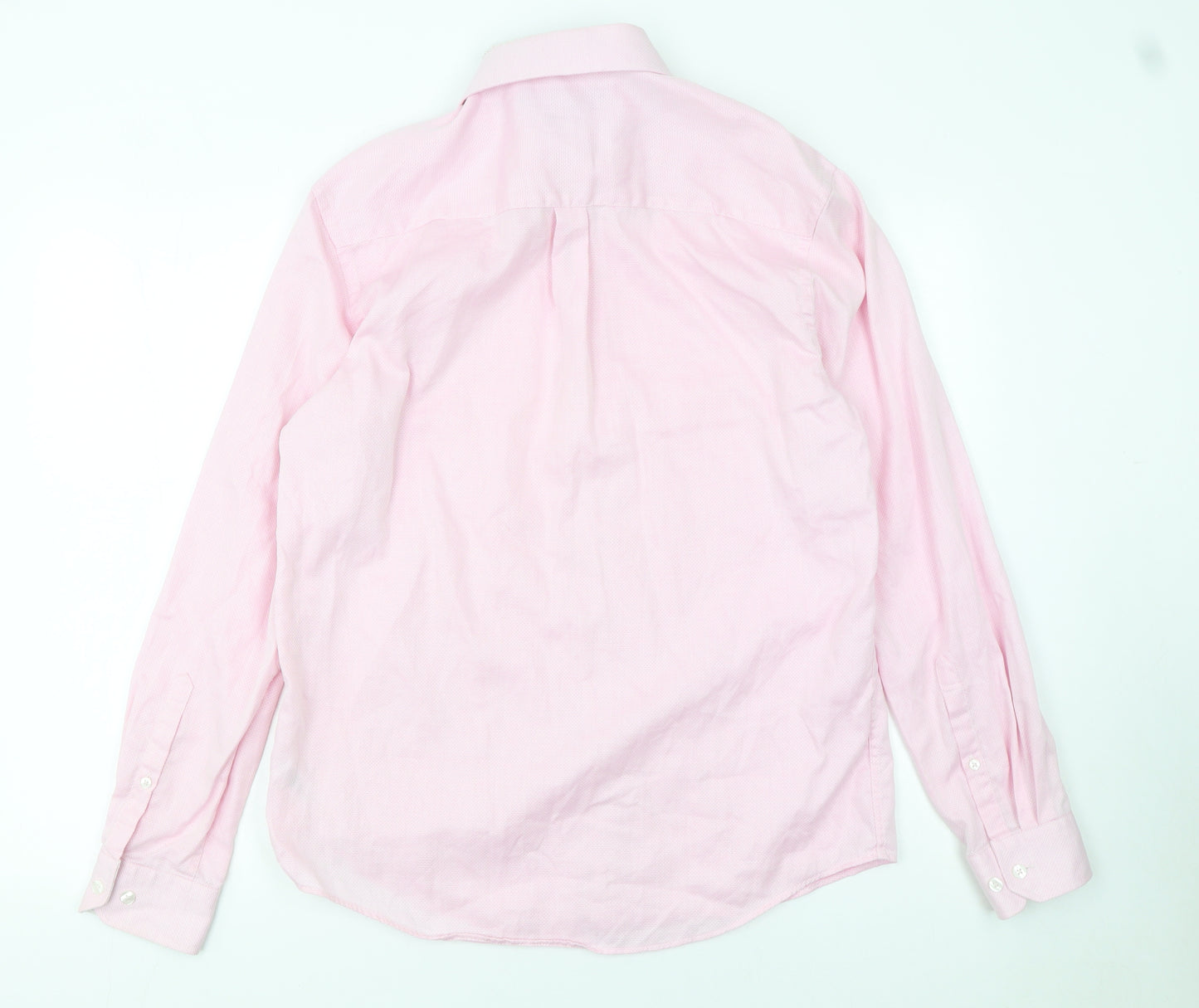 Paul Costelloe Living Men's Pink Medium Cotton Long Sleeve Dress Shirt