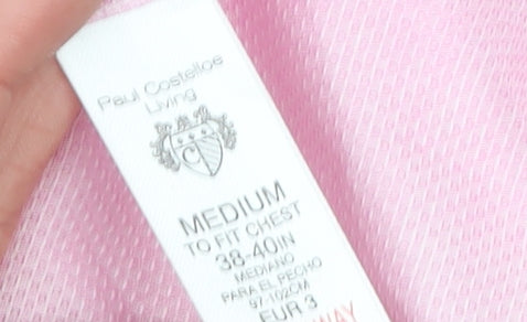 Paul Costelloe Living Men's Pink Medium Cotton Long Sleeve Dress Shirt