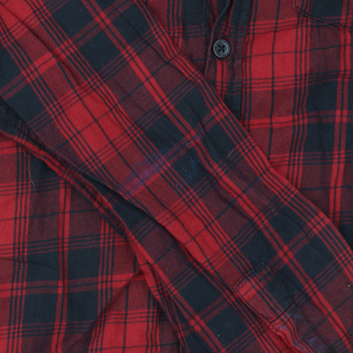 Tom Tailor Men's Red Plaid Cotton Button-Up Shirt Size 14