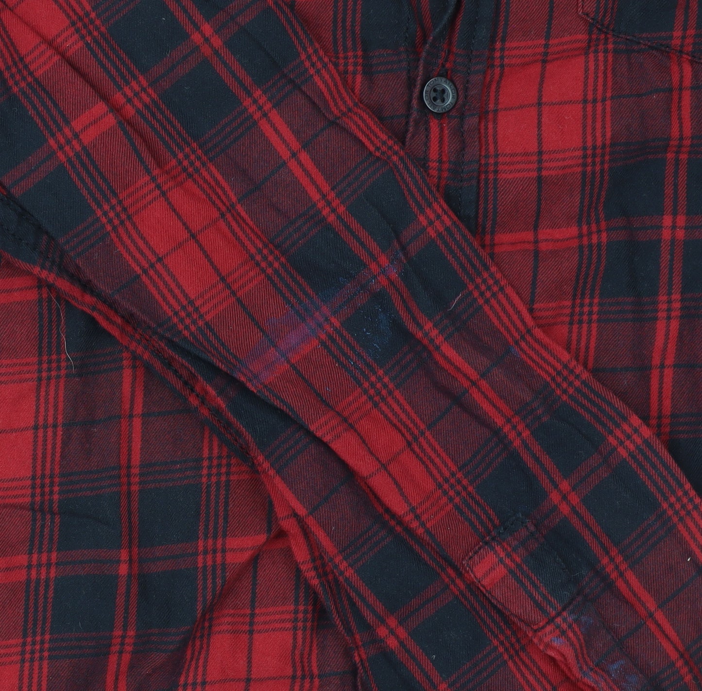 Tom Tailor Men's Red Plaid Cotton Button-Up Shirt Size 14