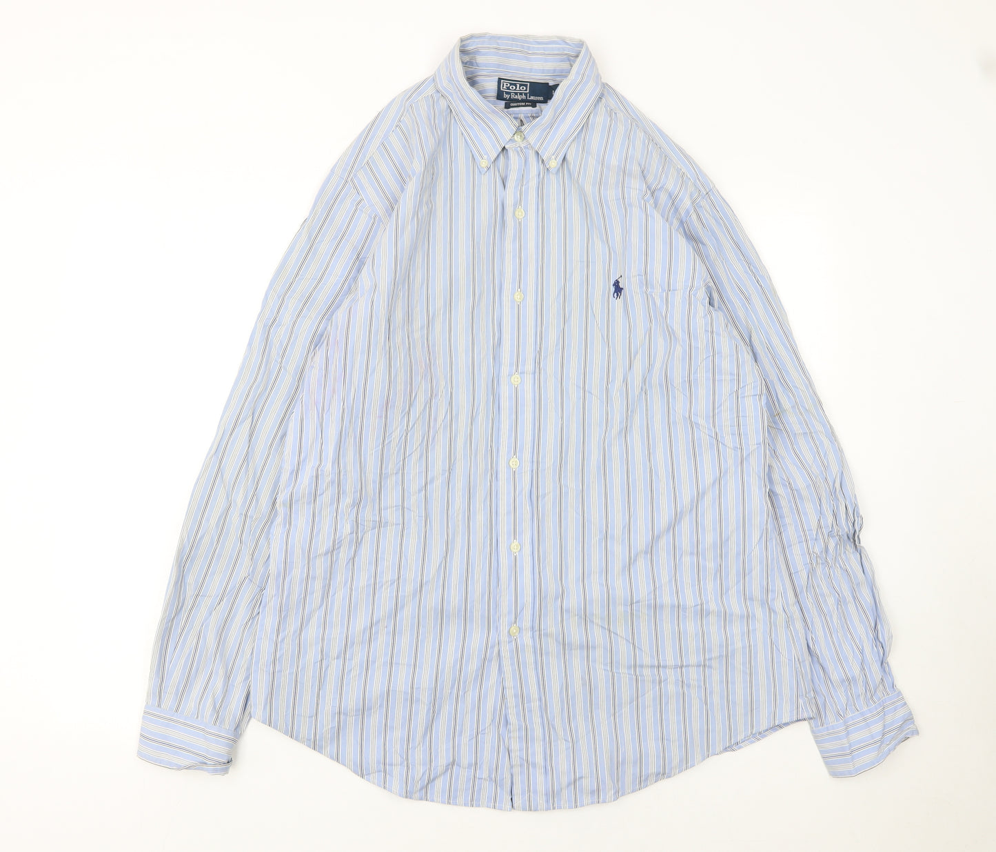 Ralph Lauren Men’s Blue Striped Cotton Button-Down Shirt L