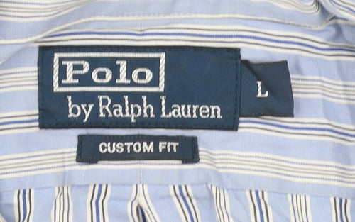 Ralph Lauren Men’s Blue Striped Cotton Button-Down Shirt L