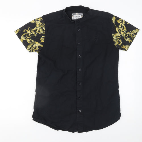 SikSilk Men's Black and Gold Short Sleeve T-Shirt M Baroque Style