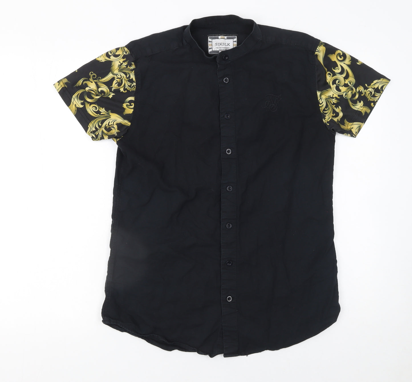 SikSilk Men's Black and Gold Short Sleeve T-Shirt M Baroque Style