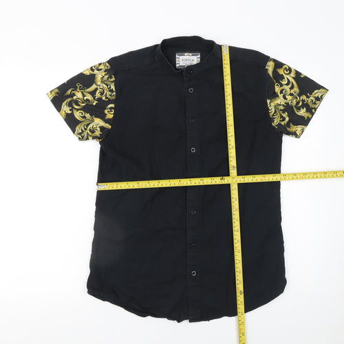 SikSilk Men's Black and Gold Short Sleeve T-Shirt M Baroque Style