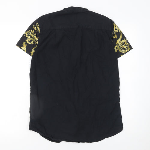 SikSilk Men's Black and Gold Short Sleeve T-Shirt M Baroque Style