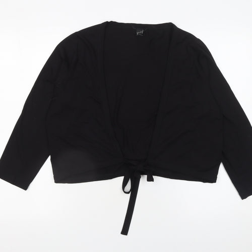 Yoek Women's Black Viscose Stretch Tie Front Cardigan M