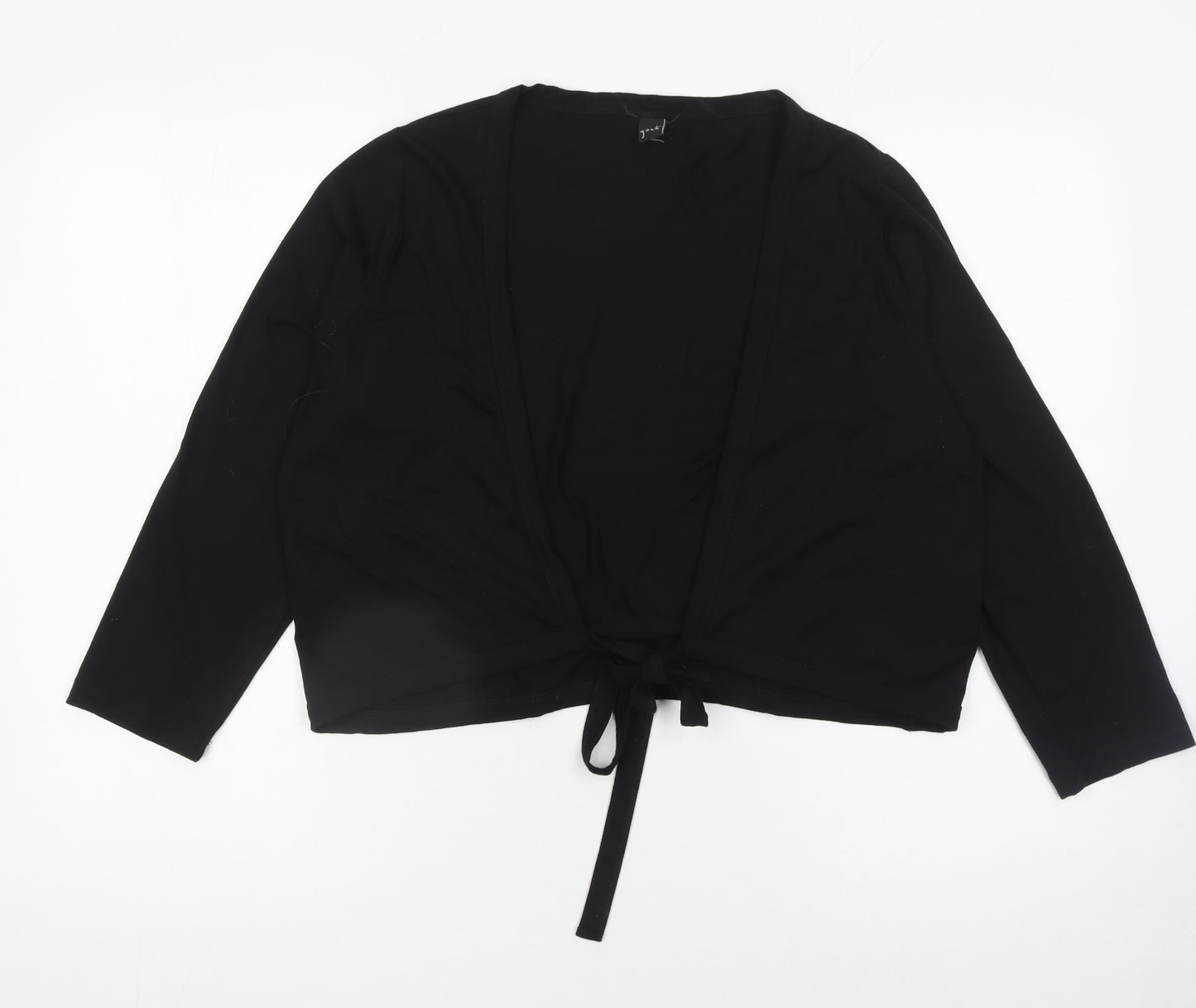 Yoek Women's Black Viscose Stretch Tie Front Cardigan M
