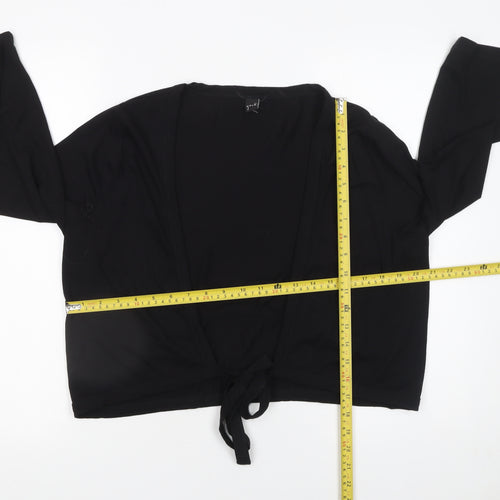 Yoek Women's Black Viscose Stretch Tie Front Cardigan M