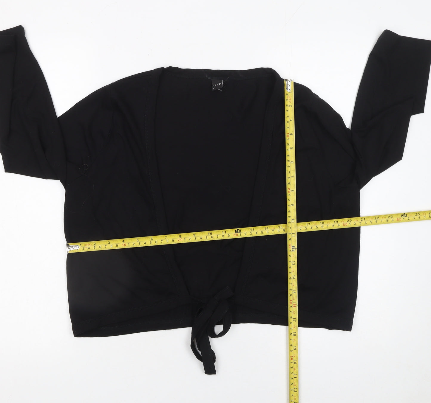 Yoek Women's Black Viscose Stretch Tie Front Cardigan M