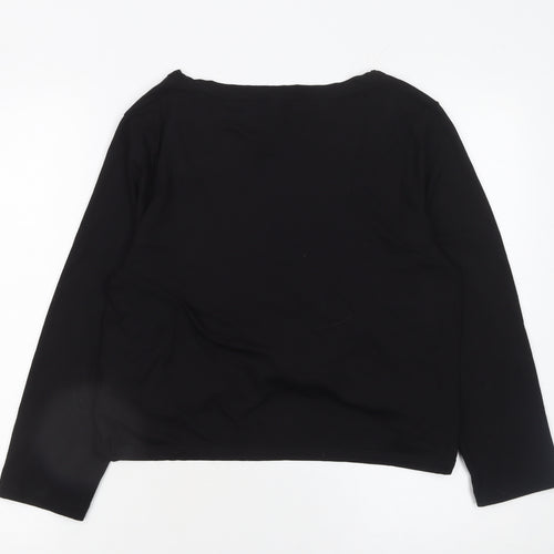 Yoek Women's Black Viscose Stretch Tie Front Cardigan M