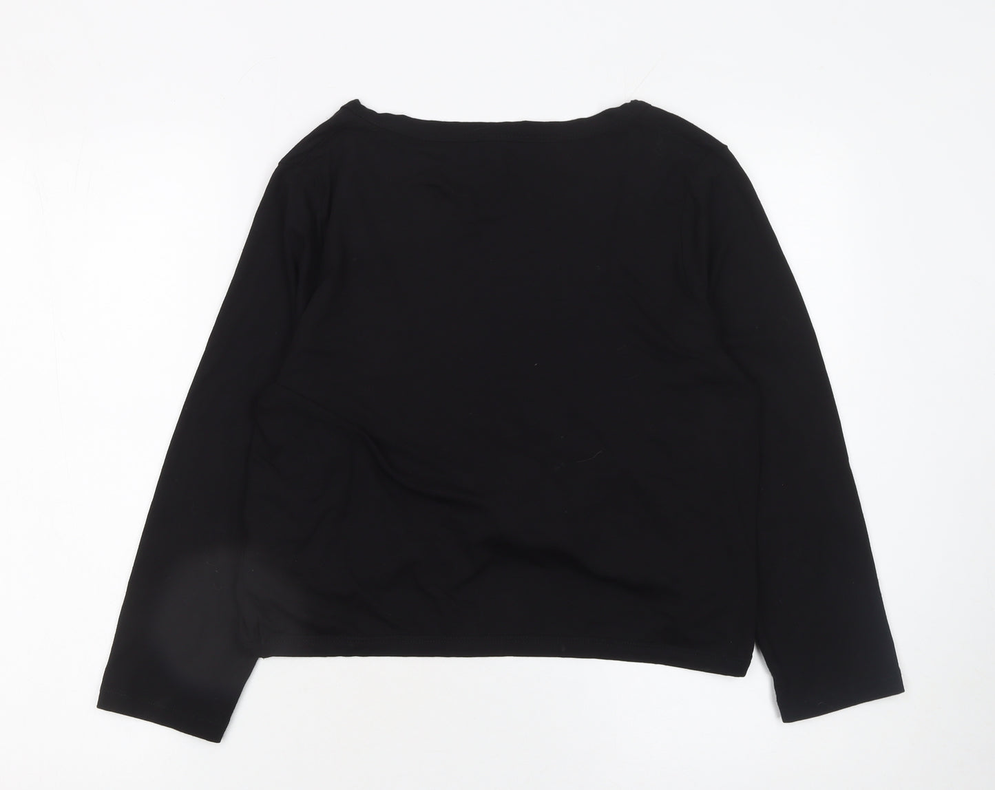 Yoek Women's Black Viscose Stretch Tie Front Cardigan M