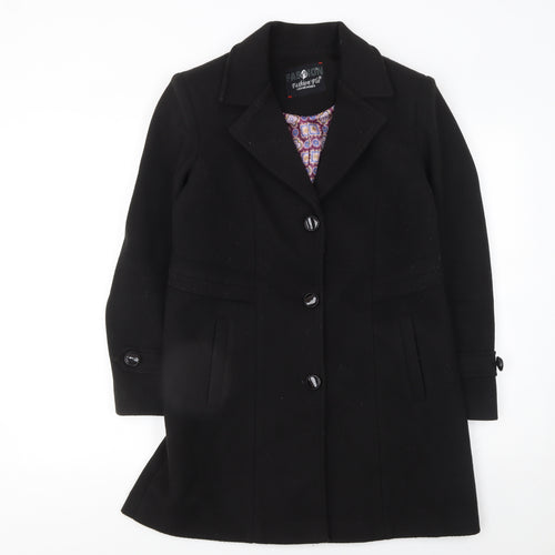 Fashion Flo Women's Black Wool Blend Mid-Length Overcoat L