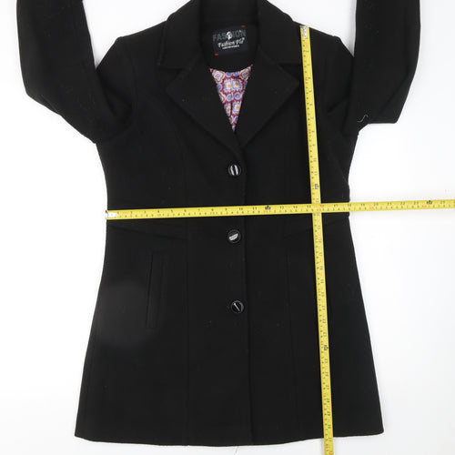 Fashion Flo Women's Black Wool Blend Mid-Length Overcoat L