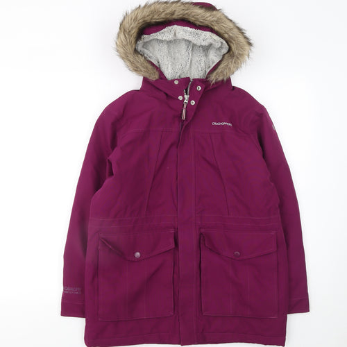 Craghoppers Girls Purple Waterproof Hooded Parka Coat Age 11-12 Years