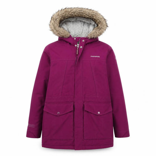 Craghoppers Girls Purple Waterproof Hooded Parka Coat Age 11-12 Years