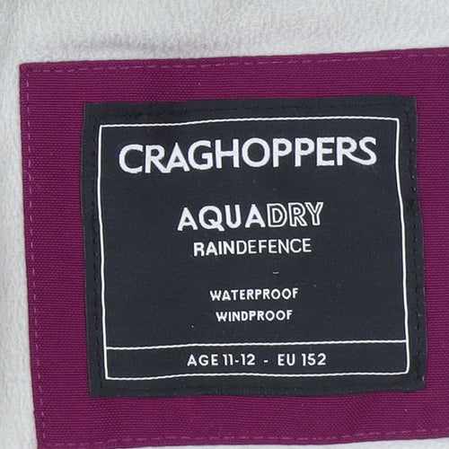 Craghoppers Girls Purple Waterproof Hooded Parka Coat Age 11-12 Years