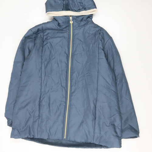 Nathalie Andersen Women Blue L Puffer Jacket Hooded Lined Zip Winter Coat