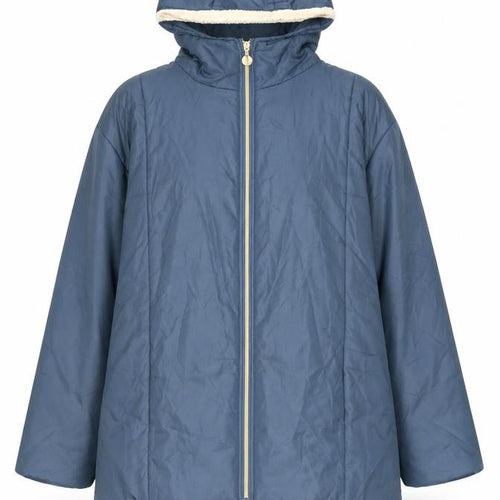 Nathalie Andersen Women Blue L Puffer Jacket Hooded Lined Zip Winter Coat