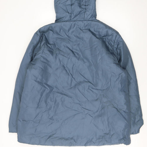 Nathalie Andersen Women Blue L Puffer Jacket Hooded Lined Zip Winter Coat