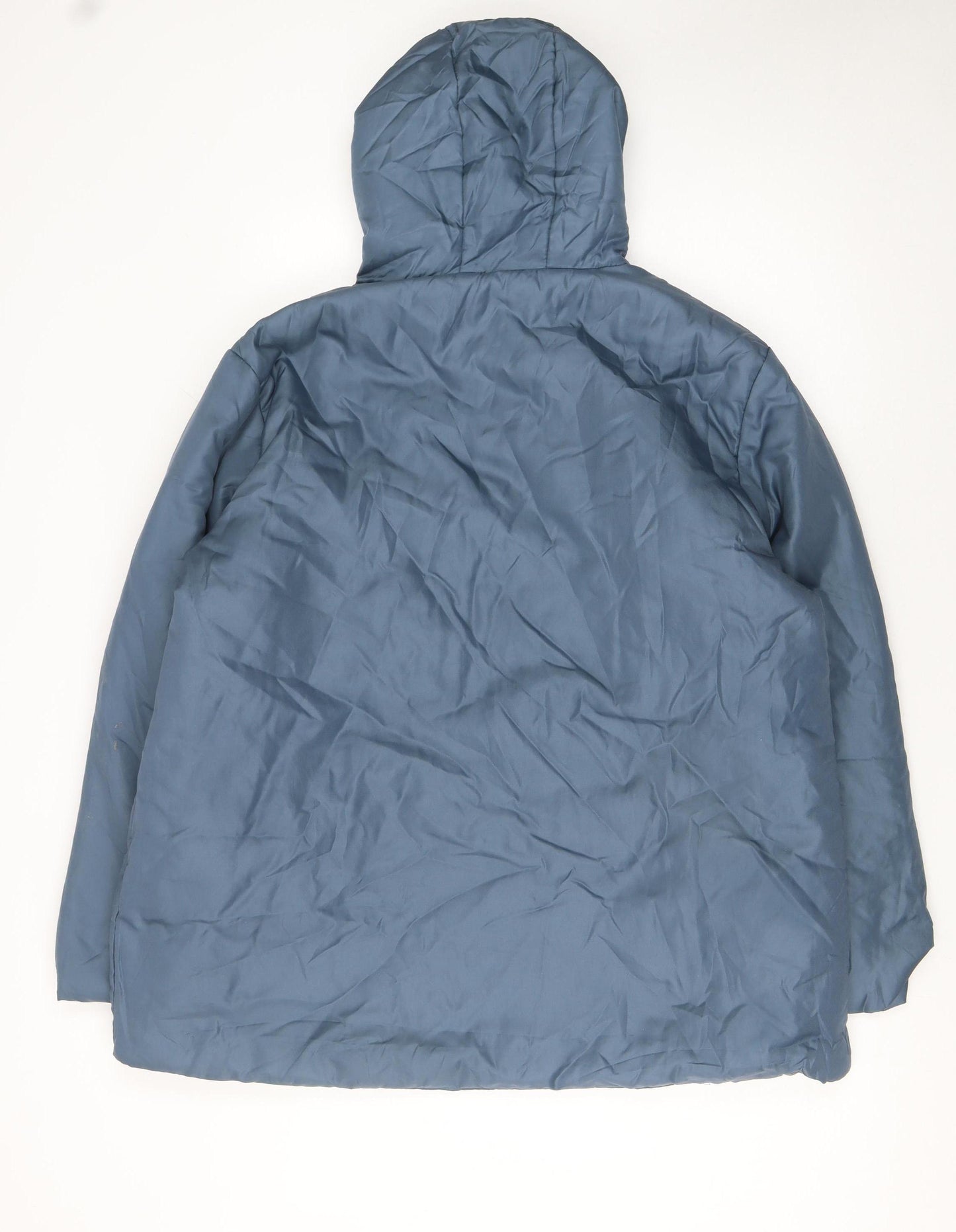 Nathalie Andersen Women Blue L Puffer Jacket Hooded Lined Zip Winter Coat