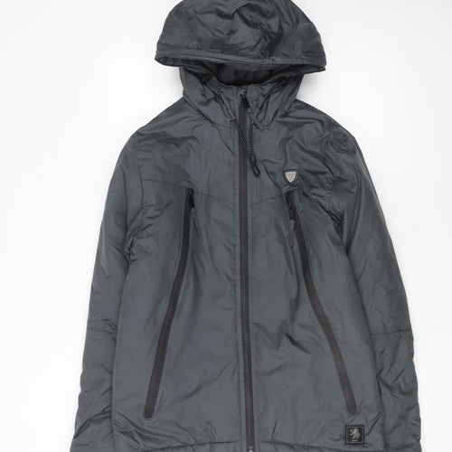 BORO 1876 Men's Grey Hooded Puffer Jacket Size S Windproof Outdoor