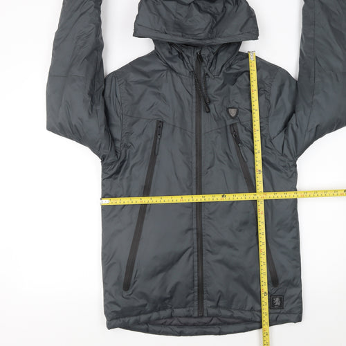 BORO 1876 Men's Grey Hooded Puffer Jacket Size S Windproof Outdoor