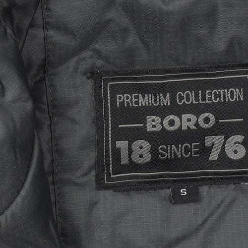 BORO 1876 Men's Grey Hooded Puffer Jacket Size S Windproof Outdoor