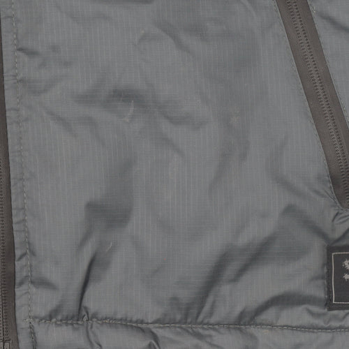 BORO 1876 Men's Grey Hooded Puffer Jacket Size S Windproof Outdoor