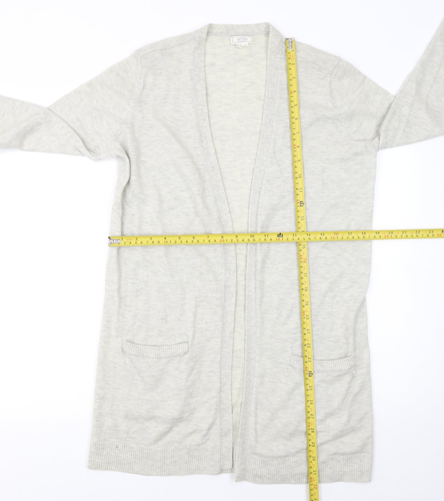 Fat Face Women’s Grey Wool Blend Longline Cardigan Size 12