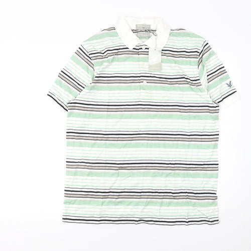 Lyle & Scott Men's Multicoloured Striped Cotton Golf Polo M