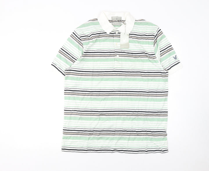 Lyle & Scott Men's Multicoloured Striped Cotton Golf Polo M