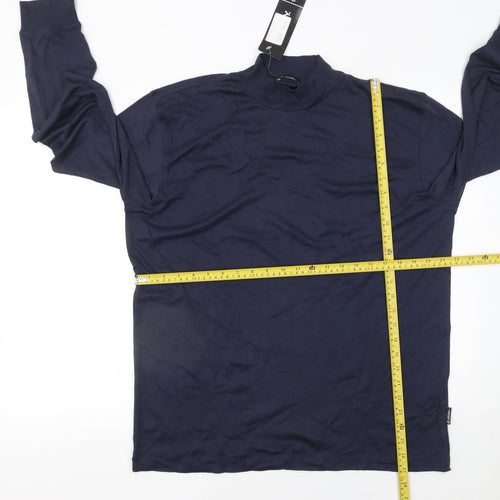 Jockey Men’s Blue Long Sleeve Mock Neck Cotton Jersey T-Shirt Size L