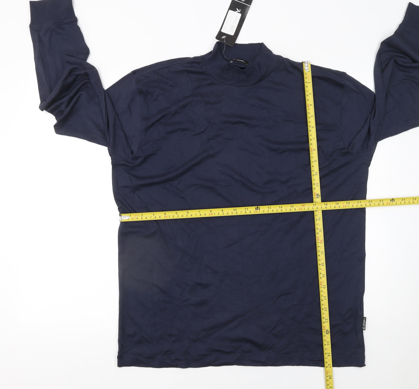 Jockey Men’s Blue Long Sleeve Mock Neck Cotton Jersey T-Shirt Size L