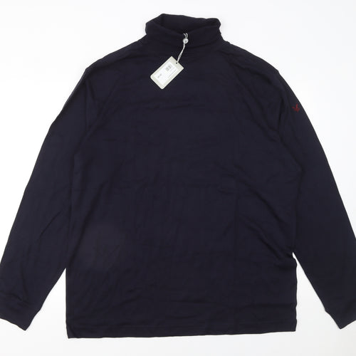 Lyle & Scott Men's Blue XL Long Sleeve Roll Neck Cotton T-Shirt