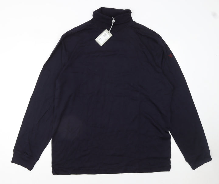 Lyle & Scott Men's Blue XL Long Sleeve Roll Neck Cotton T-Shirt