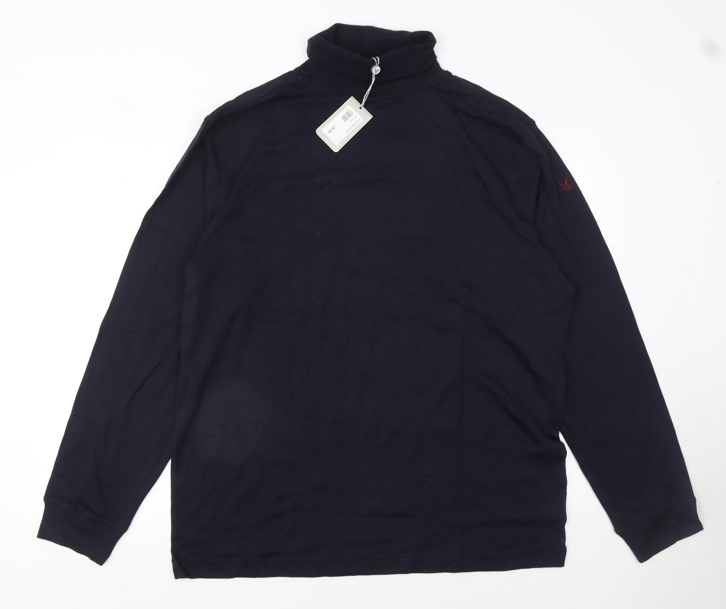 Lyle & Scott Men's Blue XL Long Sleeve Roll Neck Cotton T-Shirt