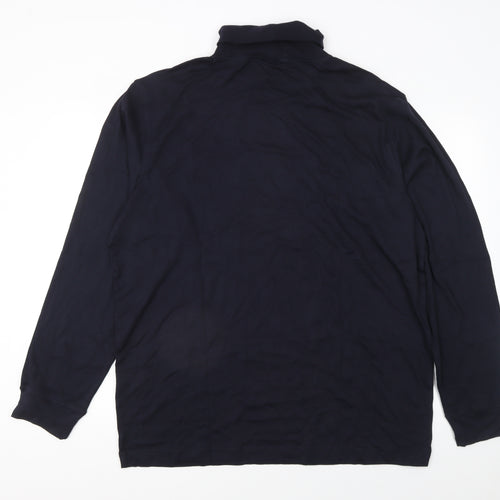 Lyle & Scott Men's Blue XL Long Sleeve Roll Neck Cotton T-Shirt