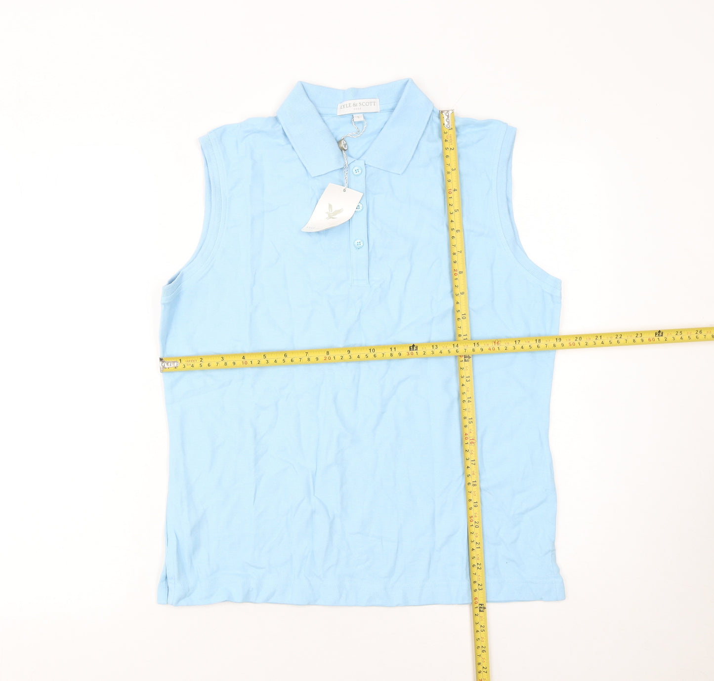 Lyle & Scott Men's Blue Sleeveless Golf Polo Shirt Size L