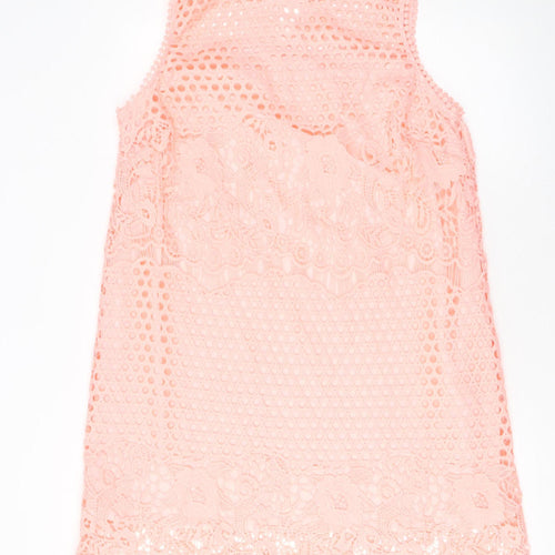 New Look Women Pink Lace Sleeveless Shift Dress Size 18