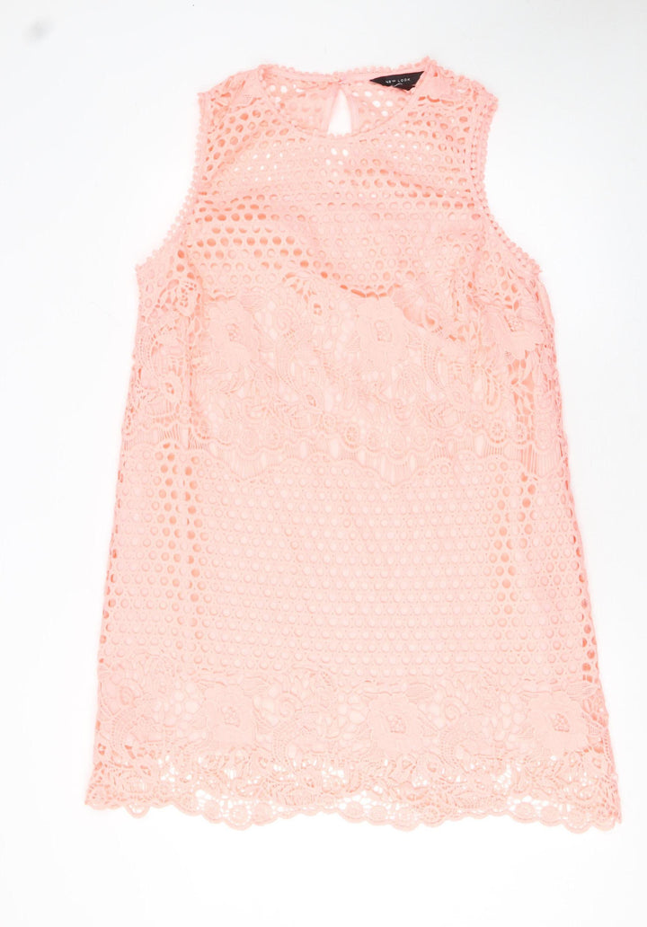 New Look Women Pink Lace Sleeveless Shift Dress Size 18