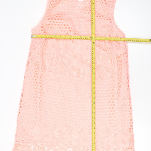 New Look Women Pink Lace Sleeveless Shift Dress Size 18